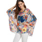 BHflutter 4XL 5XL 6XL Plus Size Blouse Shirt Women New Striped Print Summer Tops Tees Batwing Sleeve Casual Chiffon Blouses 2025