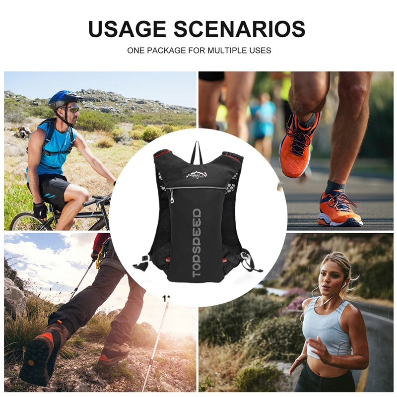 Outdoor Trail Running 5L Ultralight Backpack Hydration Jogging Vest Men Breathable Marathon Bicycle Bag Water Bottle 500ML