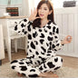 Autumn Winter Pajamas Set Women Sleep Shirt & Pant Set Sleepwear Warm Flannel Nightgown Female Cartoon Bear Animal Pijamas