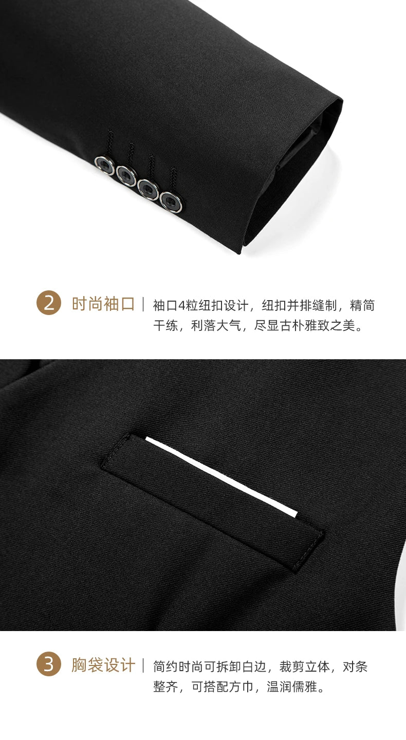 Men Skinny 3 Pieces Set Formal Slim Fit Tuxedo Prom Suit / Male Groom Wedding Blazers High Quality Dress Jacket Coat Pants Vest