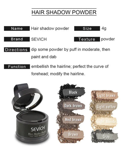 Sevich Hairline Powder 4g Hairline Shadow Powder Makeup Hair Concealer Natural Cover Unisex Hair Loss Product