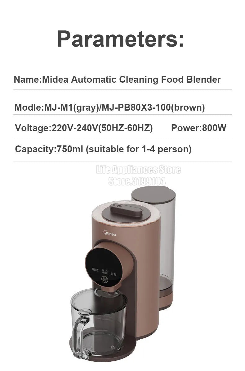 Midea Food Mixer Soymilk Maker 800W Multifunctional Food Blender Household Juicer Bass Filter-Free Soymilk Maker for 1-4 People