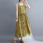 Women Summer Sleeveless Casual Dress New Arrival 2021 Vintage Style Floral Print Loose Cotton Linen Female Long Dresses B592