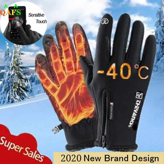 Outdoor Winter Gloves Waterproof Motorcycle Thermal Fleece Lined Resistant Touch Screen Non-slip Riding Gloves For Men Women