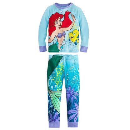 Free Shipping Girls Pajamas Kids Princess Anna Elsa Sleepwear Children Cartoon Clothing Set Baby Rapunzel Pijamas Cotton Pyjama