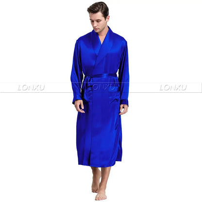 Mens  Silk  Satin  Robes  Bathrobe  Nightgown  Sleepwear  Pajamas  Pyjamas  S~3XL  Plus__Fit All Seasons