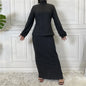 Turkey Turtleneck Tops Long Skirt 2 Pieces Set for Women Autumn Winter Warm Muslim Outfits Tracksuit Islam Dress Abaya Robe Suit