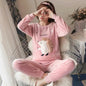 Autumn Winter Pajamas Set Women Sleep Shirt & Pant Set Sleepwear Warm Flannel Nightgown Female Cartoon Bear Animal Pijamas