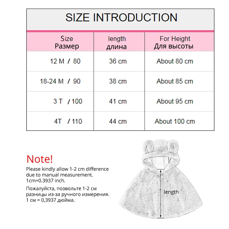 IYEAL Little Rabbit Thick Warm Clothes Fashion Cute Baby Infant Girls Autumn Winter Hooded Coat Cloak Jacket for 1-4 Years