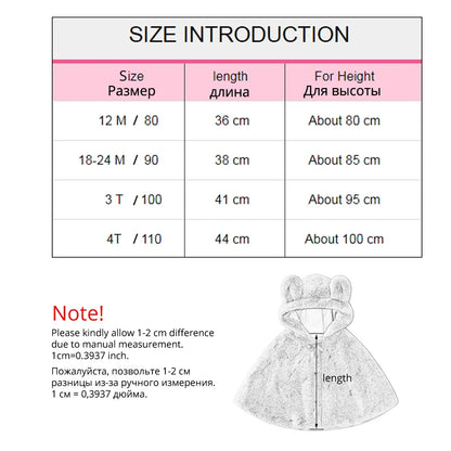 IYEAL Little Rabbit Thick Warm Clothes Fashion Cute Baby Infant Girls Autumn Winter Hooded Coat Cloak Jacket for 1-4 Years