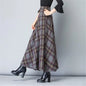 Mom High Waist Woolen plaid Skirts Autumn Winter Women's 3XL Wool Maxi Skirts Female Fashion Casual Long Streetwear