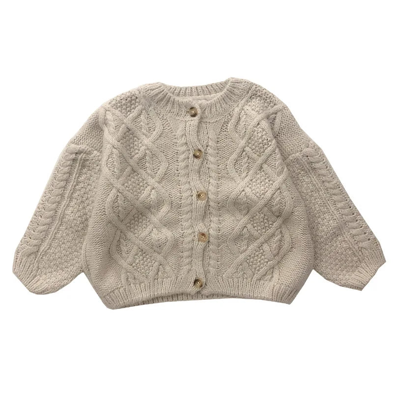 2025 Boys And Girls Spring And Autumn Sweater Baby Kids Knit Cardigan Sweater Clothes Korean StyleTwist Shape Girls Clothing