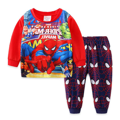 2pcs/set New Kids Pajamas SpiderMan Sets Baby Girls Boys Clothes Pijamas Hulk Cartoon Long Sleeve Tshirt+Pants Set Home Costume