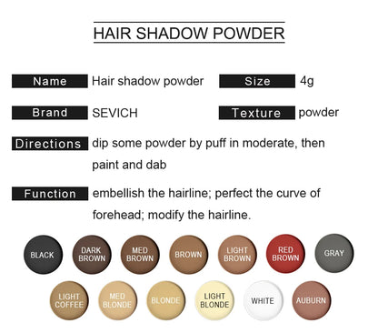 Sevich Hairline Powder 4g Hairline Shadow Powder Makeup Hair Concealer Natural Cover Unisex Hair Loss Product