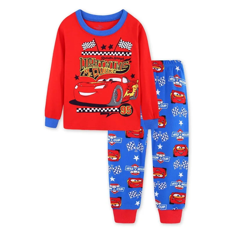 2pcs/set Spring Autumn Boys Girls Long Sleeved Lightning Mcqueen Sleepwear Kids Pajamas 95 Cars Cartoon Children's Pyjama