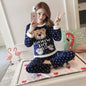 Autumn Winter Pajamas Set Women Sleep Shirt & Pant Set Sleepwear Warm Flannel Nightgown Female Cartoon Bear Animal Pijamas