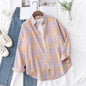 New Fashion Loose Womens Plaid Shirt Fresh College Style Design Blouses And Tops Long Sleeve Casual Female Checked Clothes