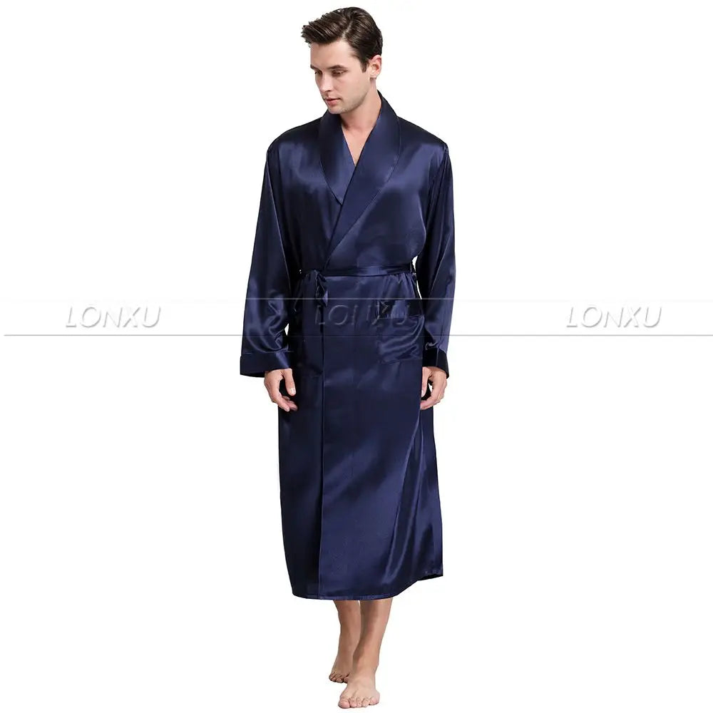 Mens  Silk  Satin  Robes  Bathrobe  Nightgown  Sleepwear  Pajamas  Pyjamas  S~3XL  Plus__Fit All Seasons