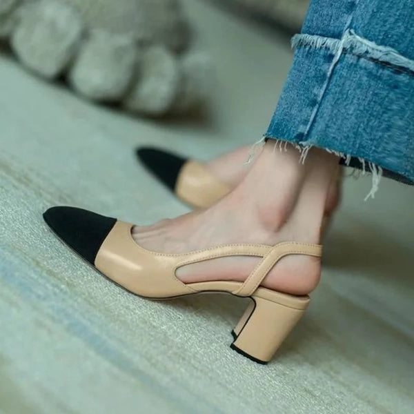 2025 Women Leather Sandals Office Women‘s Shoes Sandals Flat Bottom Slippers Thick Heel Chaussure Femme Zapatos Mujer Sandalias