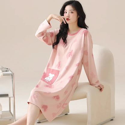 Pink Large Size Women Sets M-5XL Autumn Winter Long Sleeves Long Pants Cute Sleepwear Kawaii Pyjamas Soft Pijamas Girls Pjs Cozy