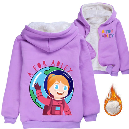 A for Adley Cartoon Boys Coat Children's Clothing for Winter Cotton Kids Parkas Little Girls Zipper Coats Toddlers Baby Jacket