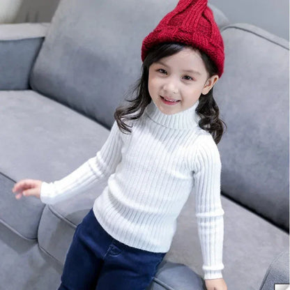 2025 New Sweater Kids Sweaters Autumn Girls Turtleneck Sweaters 1-9Yrs Baby Boys Pullover Winter Knitted Bottoming Boys Sweaters