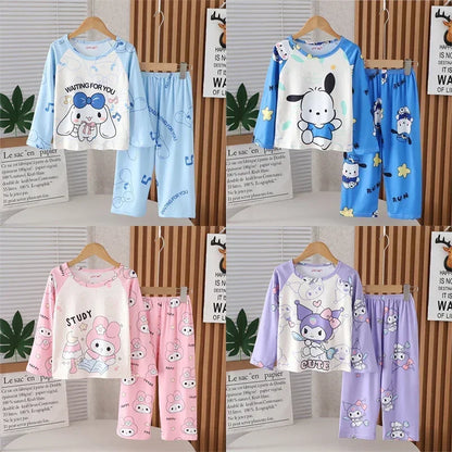 2025 Winter Children Pajama Sets Girl Long Sleeved Pants Pijamas Boys Cartoon Sleepwear Cute Kids Loungewear Korean Home Clothes