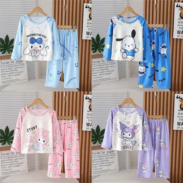 2025 Winter Children Pajama Sets Girl Long Sleeved Pants Pijamas Boys Cartoon Sleepwear Cute Kids Loungewear Korean Home Clothes