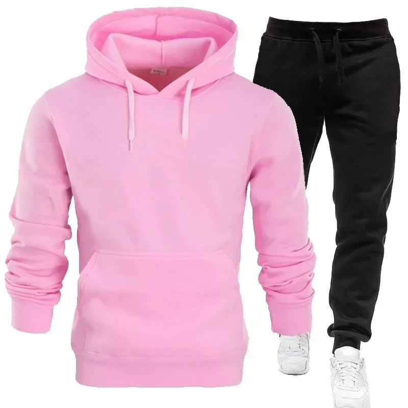 Basic Men/Women 2Pcs/Sets Sweatshirt Hoodies Pants 2025 Male Gyms Fitness Tops Joggers Sportswear Tracksuits