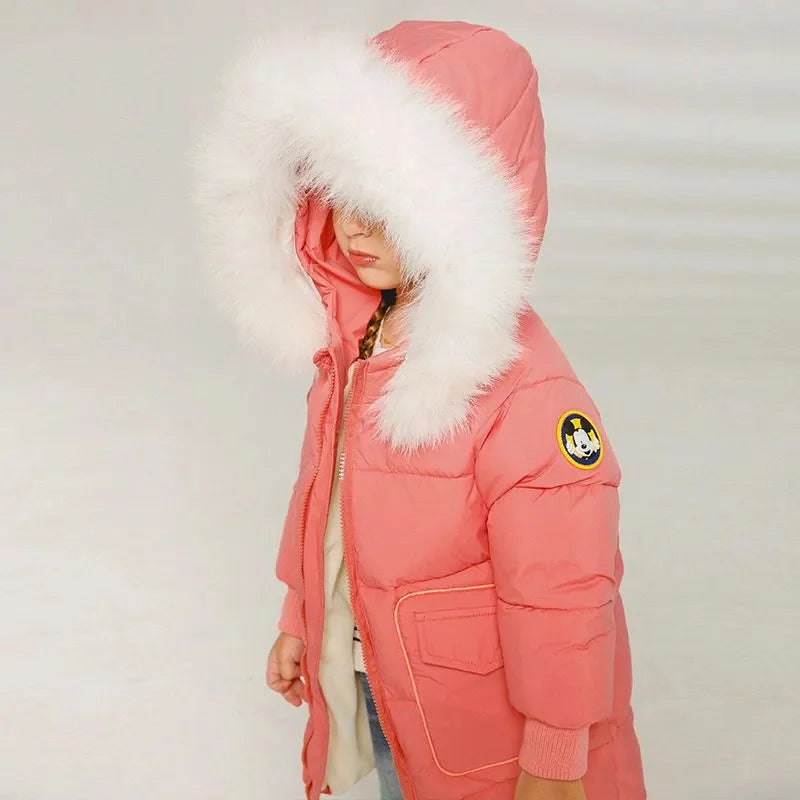 Children Winter Jacket Autumn Boy Plus Velvet Thick Warm Hooded Little Outerwear Coat 2-8 Years Kids Girl Parka Clothes