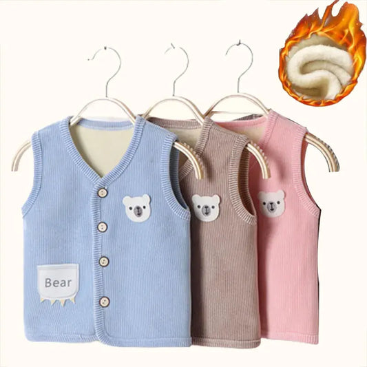 Kids Clothes Waistcoat Children's Vest  Boy Girl Thicken Velvet lining Keep Warm Jackets Vest Children's Clothing  Autumn Winter