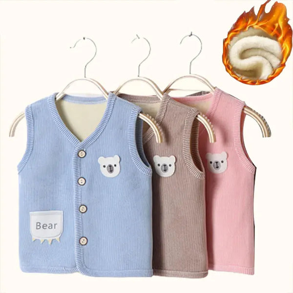 Kids Clothes Waistcoat Children's Vest  Boy Girl Thicken Velvet lining Keep Warm Jackets Vest Children's Clothing  Autumn Winter