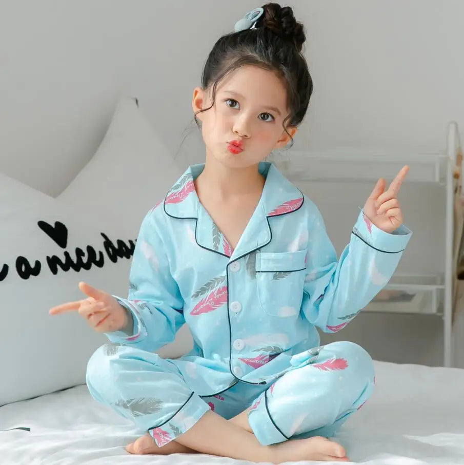 Sping Autumn Baby Girls Clothes Pajamas Sets Boy Pyjamas Kids Homewear Cotton Nightwear Children's Indoor Clothing Pijamas Suit