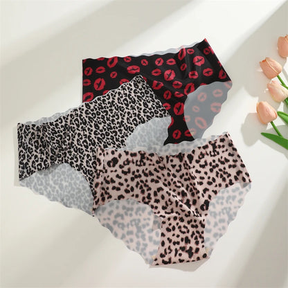 3Pcs Seamless Women's Panties S-XXL Sexy Butterfly Briefs Fashion Leopard Heart Breathable Female Comfortable Cozy Sexy Lingerie