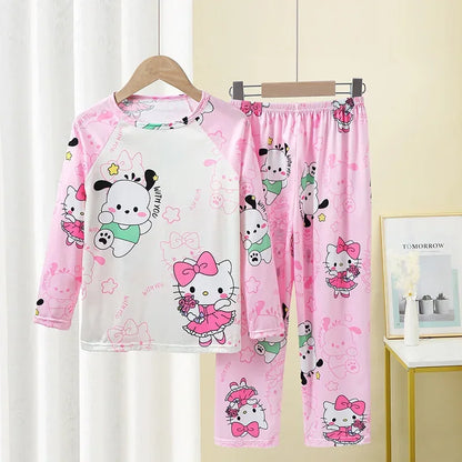 Miniso Winter Autumn Children's Pajamas Set 2025 Cute Anime Cartoon Kids Pijama Boy Girl Sleepwear Long-Sleeved Pants Loungewear