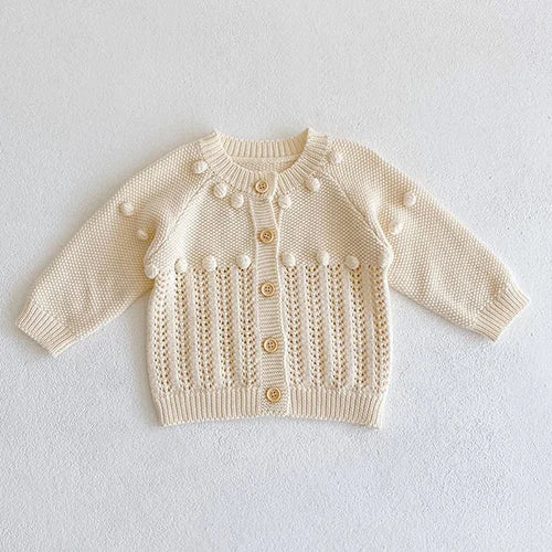 Autumn Winter Korean Style Toddler Baby Girls Sweater Coat Long Sleeved Solid Color Newborn Baby Girls Knitting Cardigan