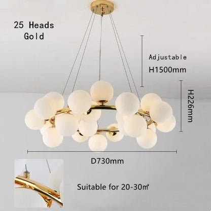 Nordic Magic Beans Pendant Lights Glass Ball Hanging Chandeliers Led Lamps Living Room Bedroom  Restauran Dining Table Lighting