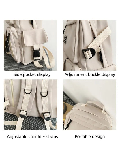 A Load Of Multi-pocket Men and Women Universal Nylon Large-capacity Leisure Simple Schoolbag Insert Buckle Computer Backpack