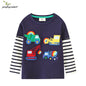 Jumping Meters 2-7T Striped Kids Blouse Cartoon Boys Tshirts Autumn Winter Children's Clothes Long Sleeve Kids Tops