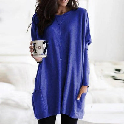 Women‘s Long Sleeve Pocket Tunic Tops Blouse Ladies Casual Loose Jumper Pullover Plus Size Clothing For Female