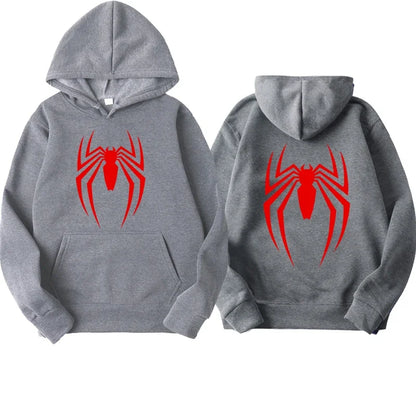 Autumn and Winter New Men's Hoodie Street Fashion Spider Print Sweatshirt Fleece Casual Fun Loose Hoodie Spiderman Men's Top