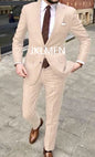 Men's Suit Handsome Casual 2 Piece Suit For Men Wedding Tuxedos Notched Lapel Groomsmen Business  Prom Blazer