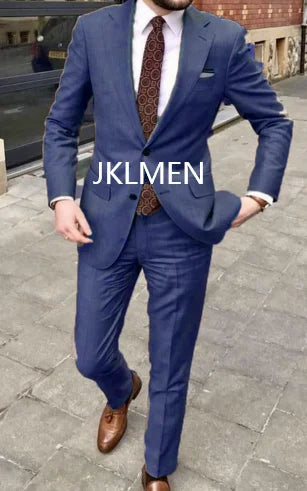 Men's Suit Handsome Casual 2 Piece Suit For Men Wedding Tuxedos Notched Lapel Groomsmen Business  Prom Blazer