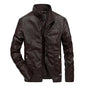 PU Jacket Boy Autumn Winter Green Motorcycle Jacket Oversize Man Faux Leather Stand Collar Jacket Casual Long Sleeve Coat