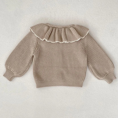 Autumn Winter Korean Style Toddler Baby Girls Sweater Coat Long Sleeved Solid Color Newborn Baby Girls Knitting Cardigan