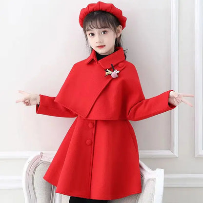 Girl Autumn Winter Dress Set Ethnic Style Little Girl three Piece Woolen Dress Performance korean Children's Clothing