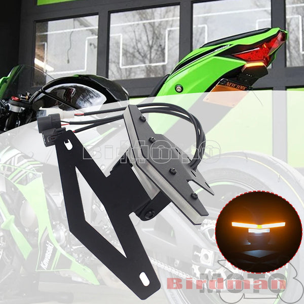 Motorcycle Rear Tidy LED Turn Signal Plate Light Fender Eliminator Bracket For Kawasaki Ninja 363 ZX-6R 2009-18 ZX-10R 2008-2010