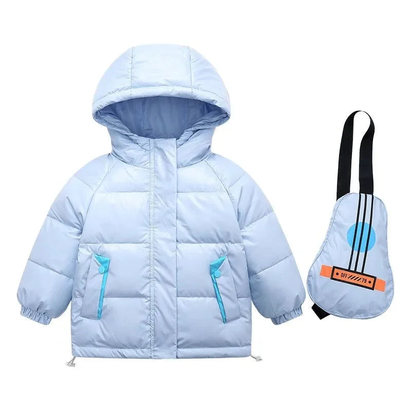 Children Winter Jacket Boy Autumn Printed Guitar Waterproof Shiny Hooded Little Outerwear Duck Down Coat Kids Girl Parka