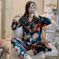 Satin Silk Pajamas for Women's Set pyjamas Button Donna pjs Winter Mujer Pijama Sleepwear