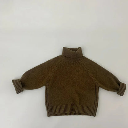 MILANCEL Kids Baby Sweaters Boys Knit Pullover Solid Girls Turtleneck Sweater Knit Wear Outwear